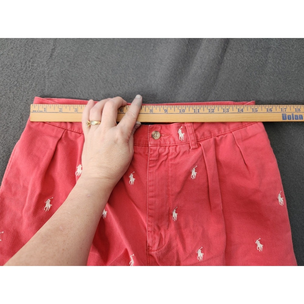 Polo Ralph Lauren Tyler Shorts Men Sz 32 All Over Pony Logo Embroidered Pleated - Picture 6 of 9